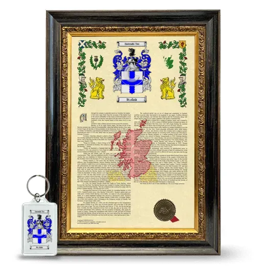 St.clair Framed Armorial History and Keychain - Heirloom