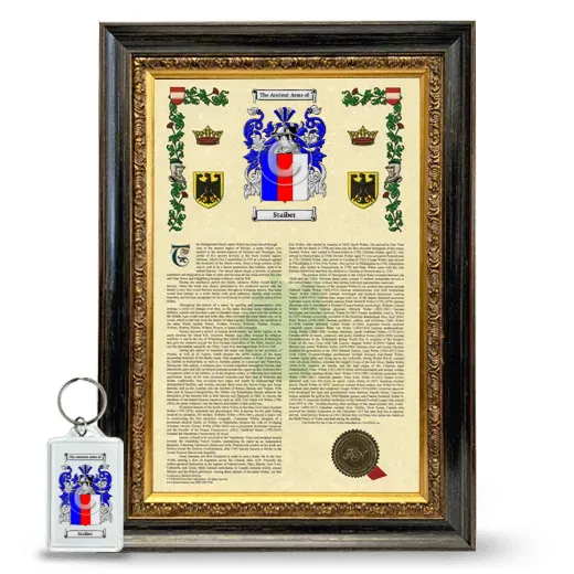 Staiber Framed Armorial History and Keychain - Heirloom
