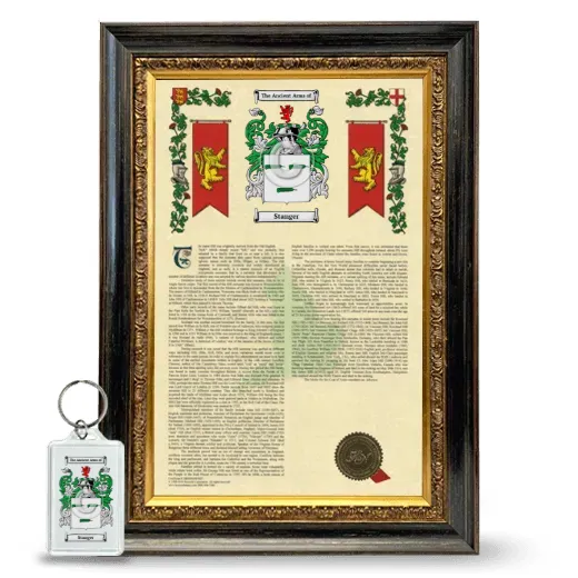 Stanger Framed Armorial History and Keychain - Heirloom