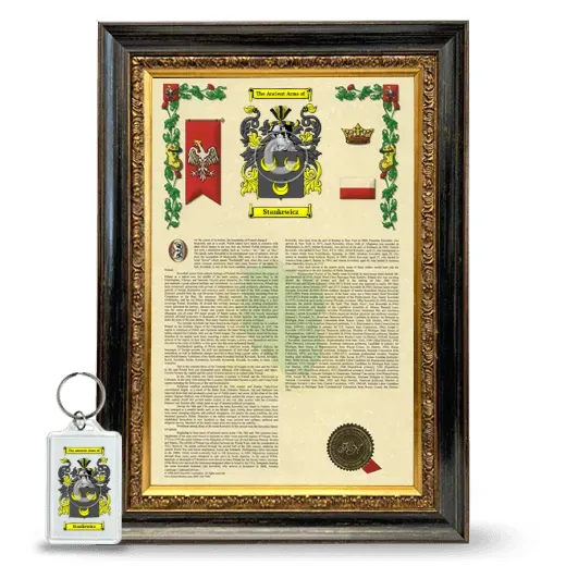 Stankewicz Framed Armorial History and Keychain - Heirloom