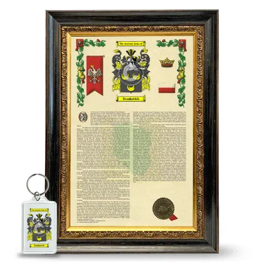 Stankovich Framed Armorial History and Keychain - Heirloom