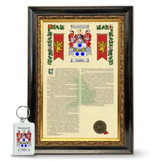 Stapylley Framed Armorial History and Keychain - Heirloom