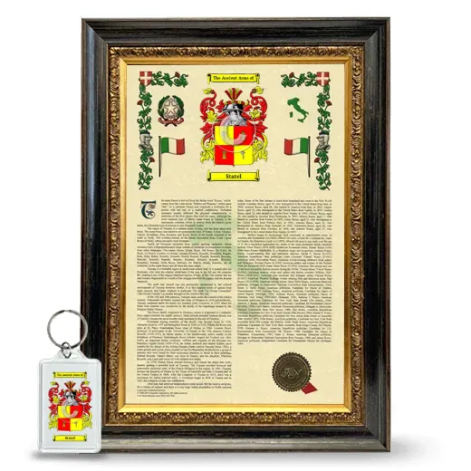 Statel Framed Armorial History and Keychain - Heirloom
