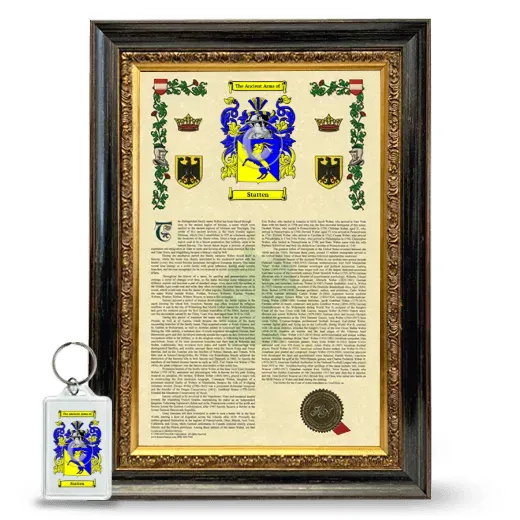 Statten Framed Armorial History and Keychain - Heirloom