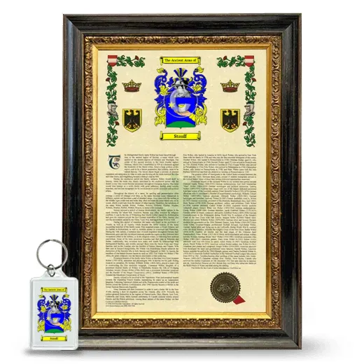 Stauff Framed Armorial History and Keychain - Heirloom