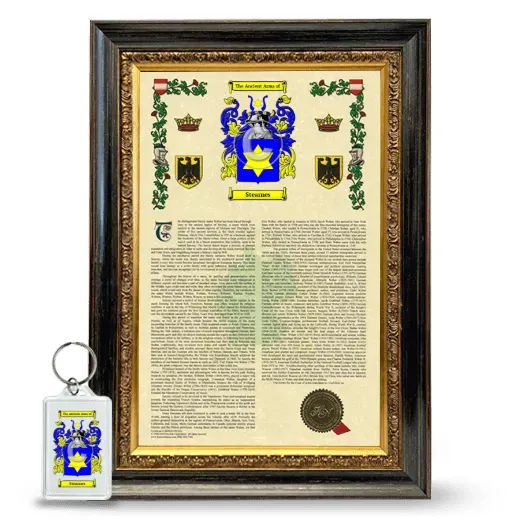 Stearnes Framed Armorial History and Keychain - Heirloom
