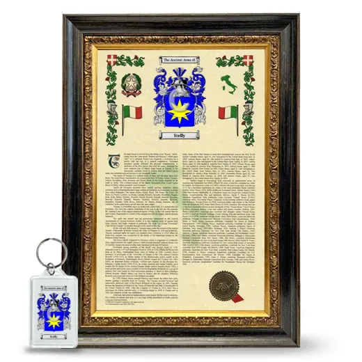 Stelly Framed Armorial History and Keychain - Heirloom