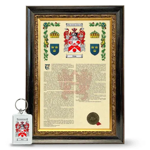Sten Framed Armorial History and Keychain - Heirloom