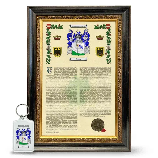 Stenz Framed Armorial History and Keychain - Heirloom