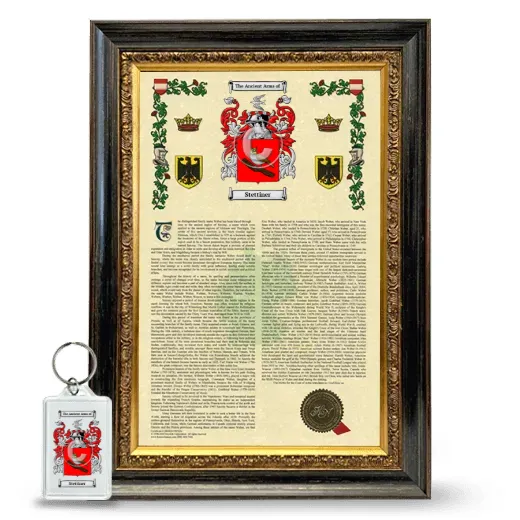 Stettiner Framed Armorial History and Keychain - Heirloom