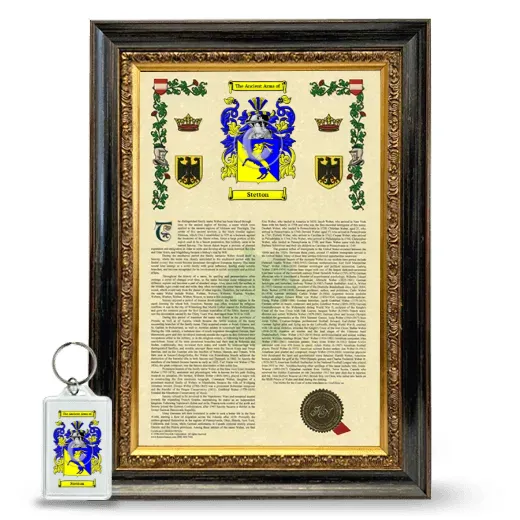 Stetton Framed Armorial History and Keychain - Heirloom