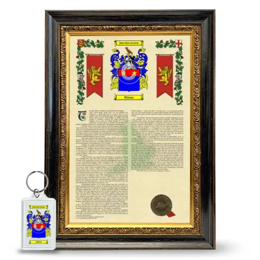 Stjean Framed Armorial History and Keychain - Heirloom