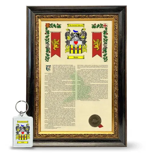 Stote Framed Armorial History and Keychain - Heirloom