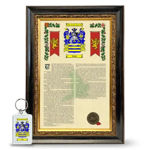 Stoue Framed Armorial History and Keychain - Heirloom