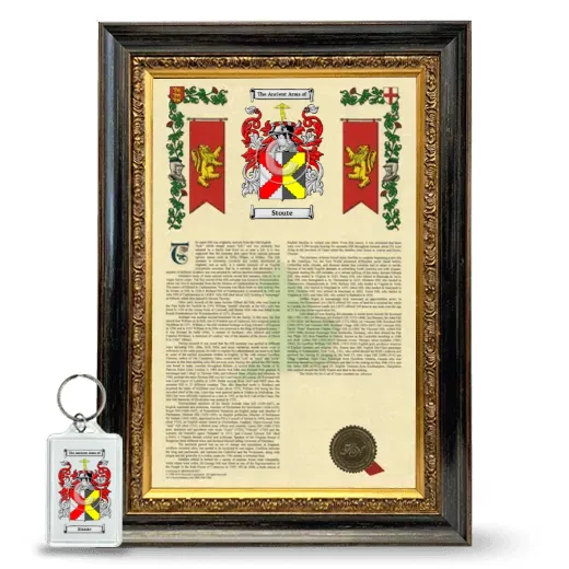 Stoute Framed Armorial History and Keychain - Heirloom
