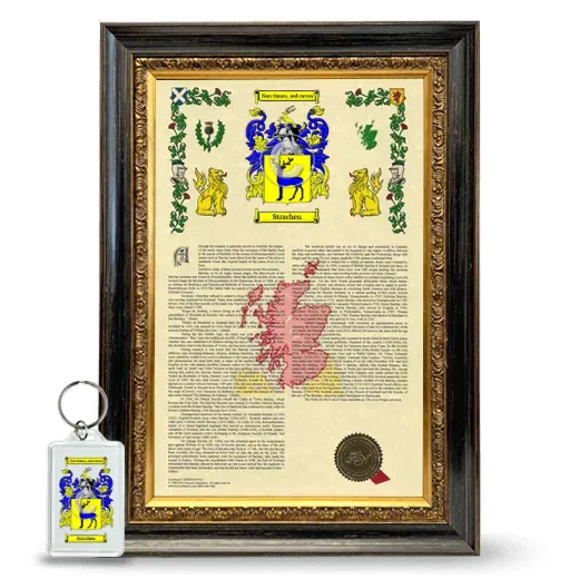 Strachen Framed Armorial History and Keychain - Heirloom