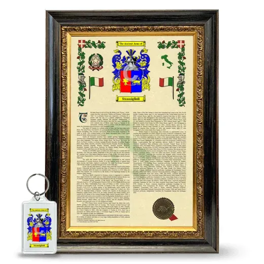 Stramiglioli Framed Armorial History and Keychain - Heirloom