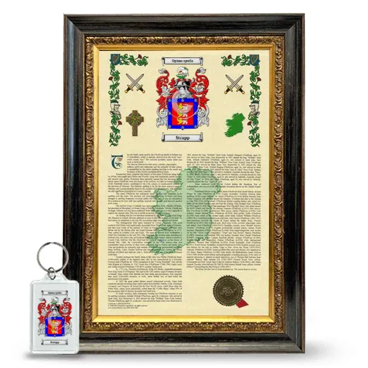 Strapp Framed Armorial History and Keychain - Heirloom