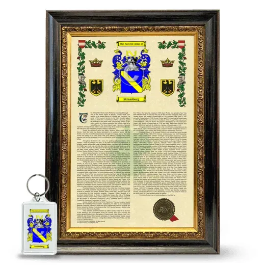 Strassburg Framed Armorial History and Keychain - Heirloom