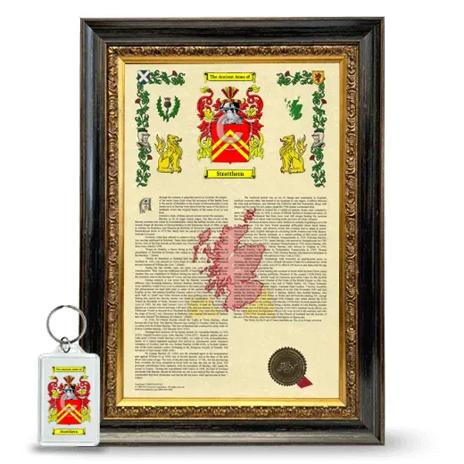 Stratthern Framed Armorial History and Keychain - Heirloom