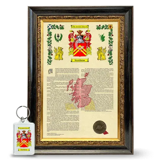 Strattherne Framed Armorial History and Keychain - Heirloom