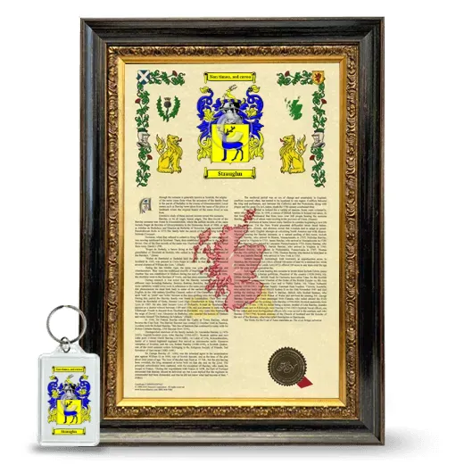 Straughn Framed Armorial History and Keychain - Heirloom