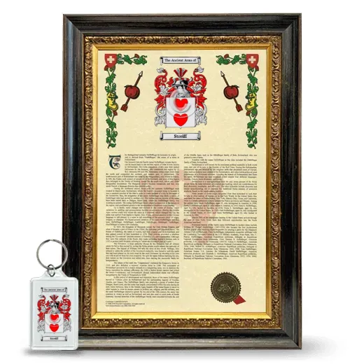 Streiff Framed Armorial History and Keychain - Heirloom