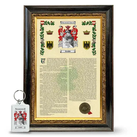 Stroder Framed Armorial History and Keychain - Heirloom