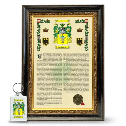 Strohmayer Framed Armorial History and Keychain - Heirloom
