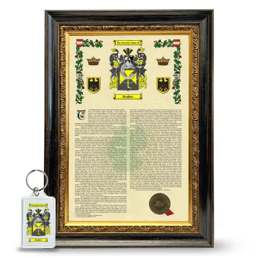 Studerr Framed Armorial History and Keychain - Heirloom
