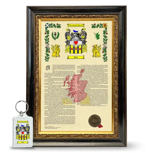 Stut Framed Armorial History and Keychain - Heirloom