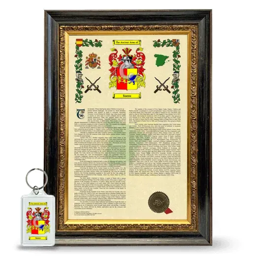 Suero Framed Armorial History and Keychain - Heirloom