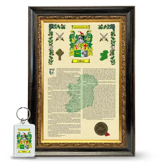 Sullivan Framed Armorial History and Keychain - Heirloom