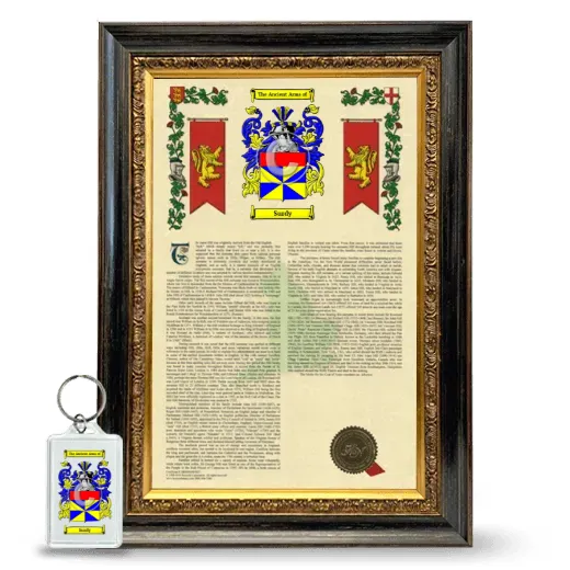 Surdy Framed Armorial History and Keychain - Heirloom