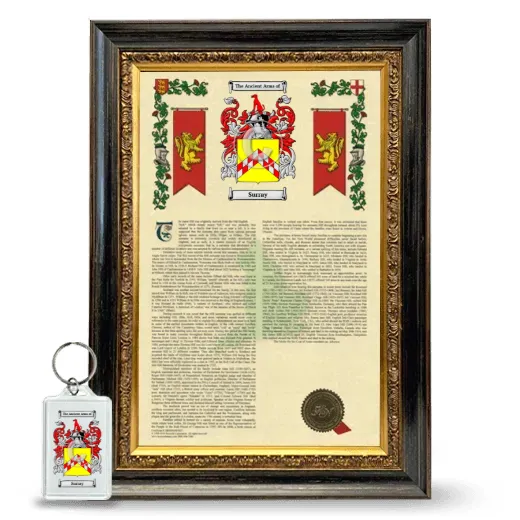 Surray Framed Armorial History and Keychain - Heirloom