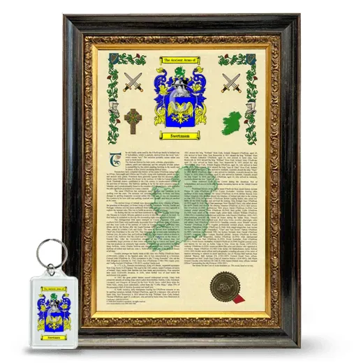 Swetman Framed Armorial History and Keychain - Heirloom