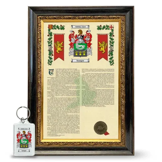 Synngor Framed Armorial History and Keychain - Heirloom
