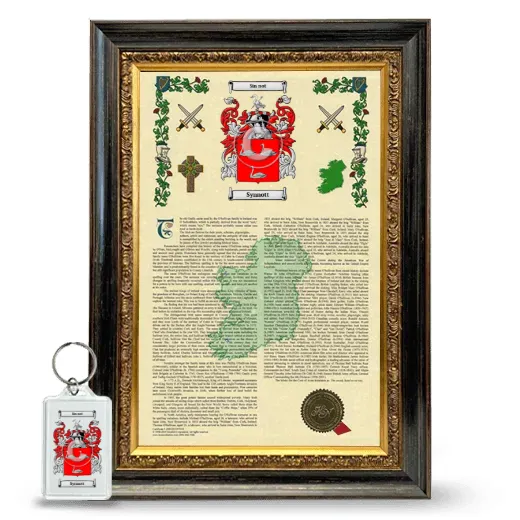 Synnott Framed Armorial History and Keychain - Heirloom