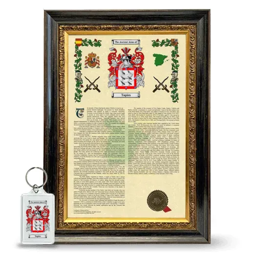 Tapies Framed Armorial History and Keychain - Heirloom
