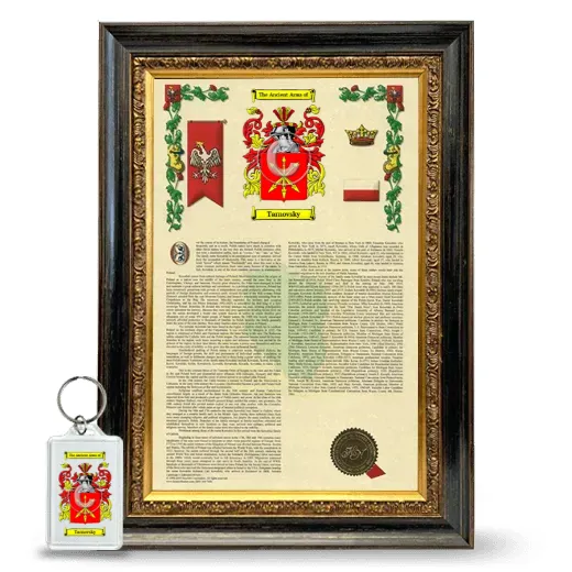 Tarnovsky Framed Armorial History and Keychain - Heirloom