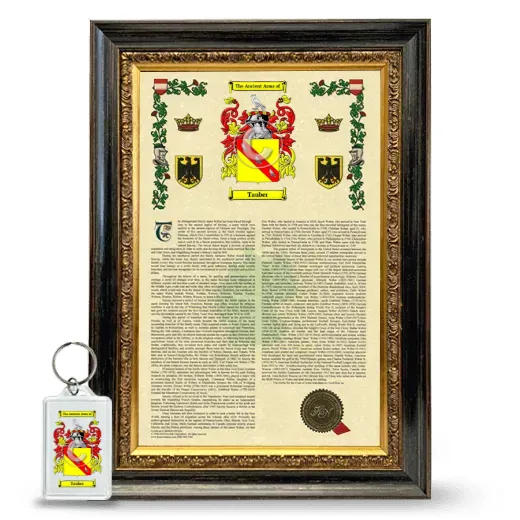 Tauber Framed Armorial History and Keychain - Heirloom