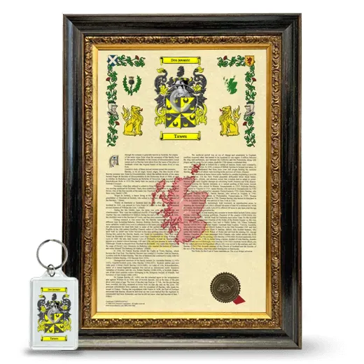 Tawes Framed Armorial History and Keychain - Heirloom
