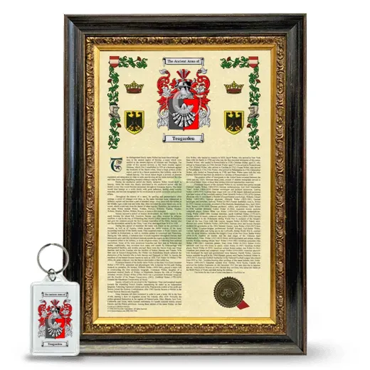 Teagarden Framed Armorial History and Keychain - Heirloom