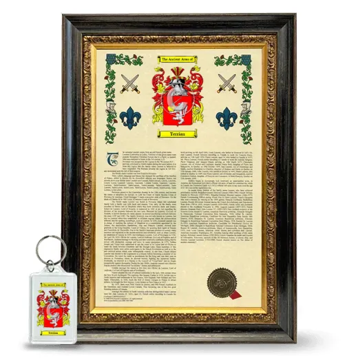 Terrian Framed Armorial History and Keychain - Heirloom