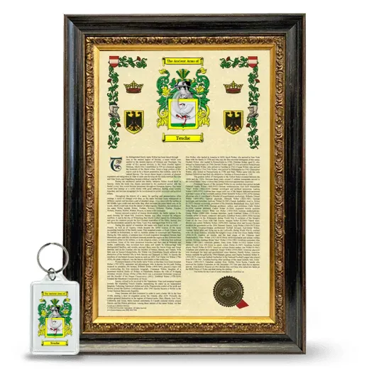 Tesche Framed Armorial History and Keychain - Heirloom