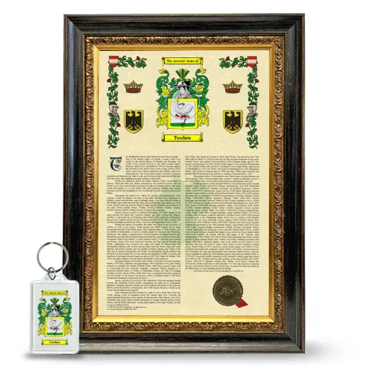Teschen Framed Armorial History and Keychain - Heirloom