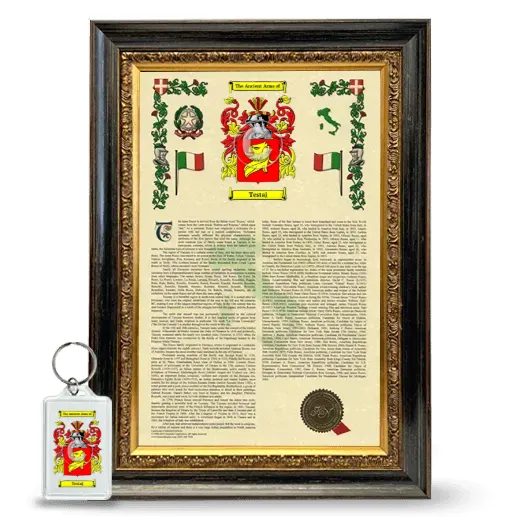 Testaj Framed Armorial History and Keychain - Heirloom