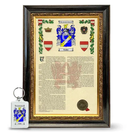 Teuber Framed Armorial History and Keychain - Heirloom