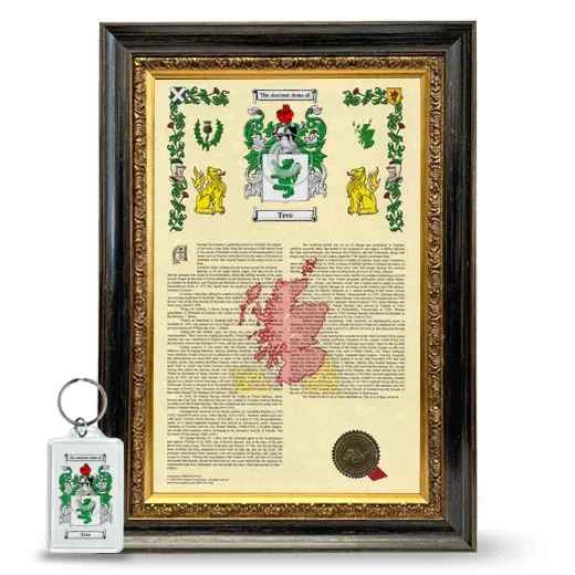 Teve Framed Armorial History and Keychain - Heirloom