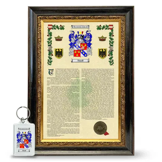 Thaall Framed Armorial History and Keychain - Heirloom
